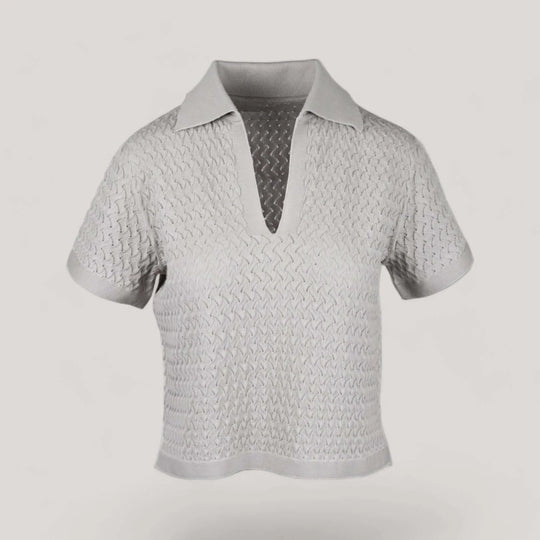 WANDA | Egyptian Cotton Pointelle knit Polo Shirt