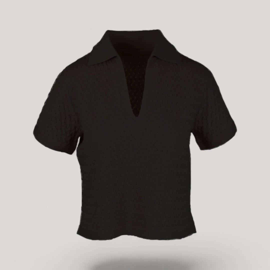 WANDA | Egyptian Cotton Pointelle knit Polo Shirt