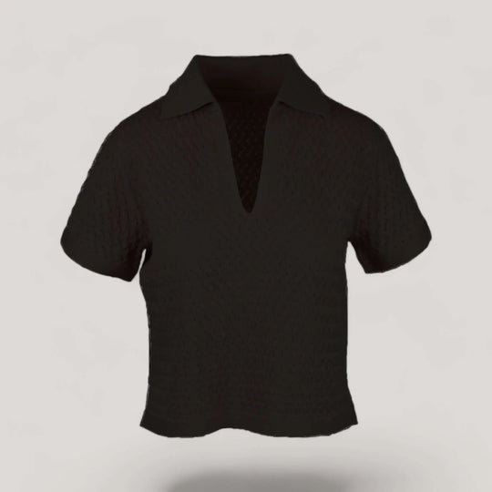 WANDA | Egyptian Cotton Pointelle knit Polo Shirt