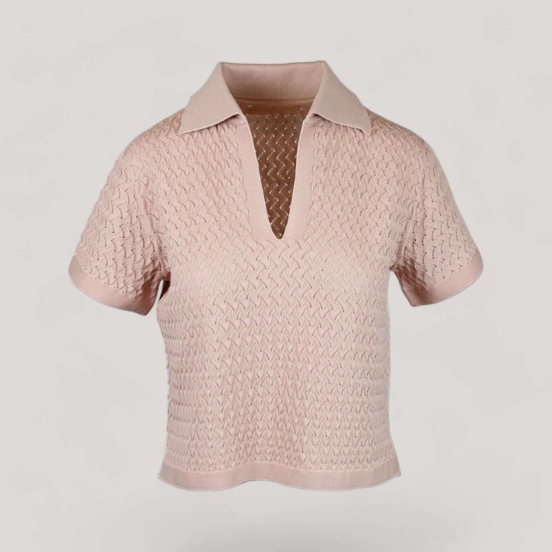 WANDA | Egyptian Cotton Pointelle knit Polo Shirt
