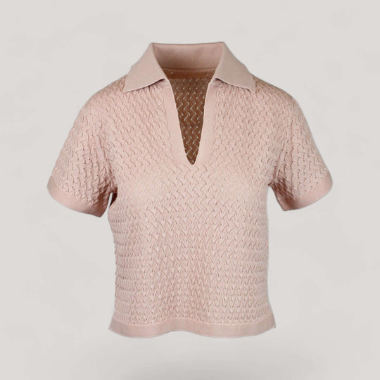 WANDA | Egyptian Cotton Pointelle knit Polo Shirt