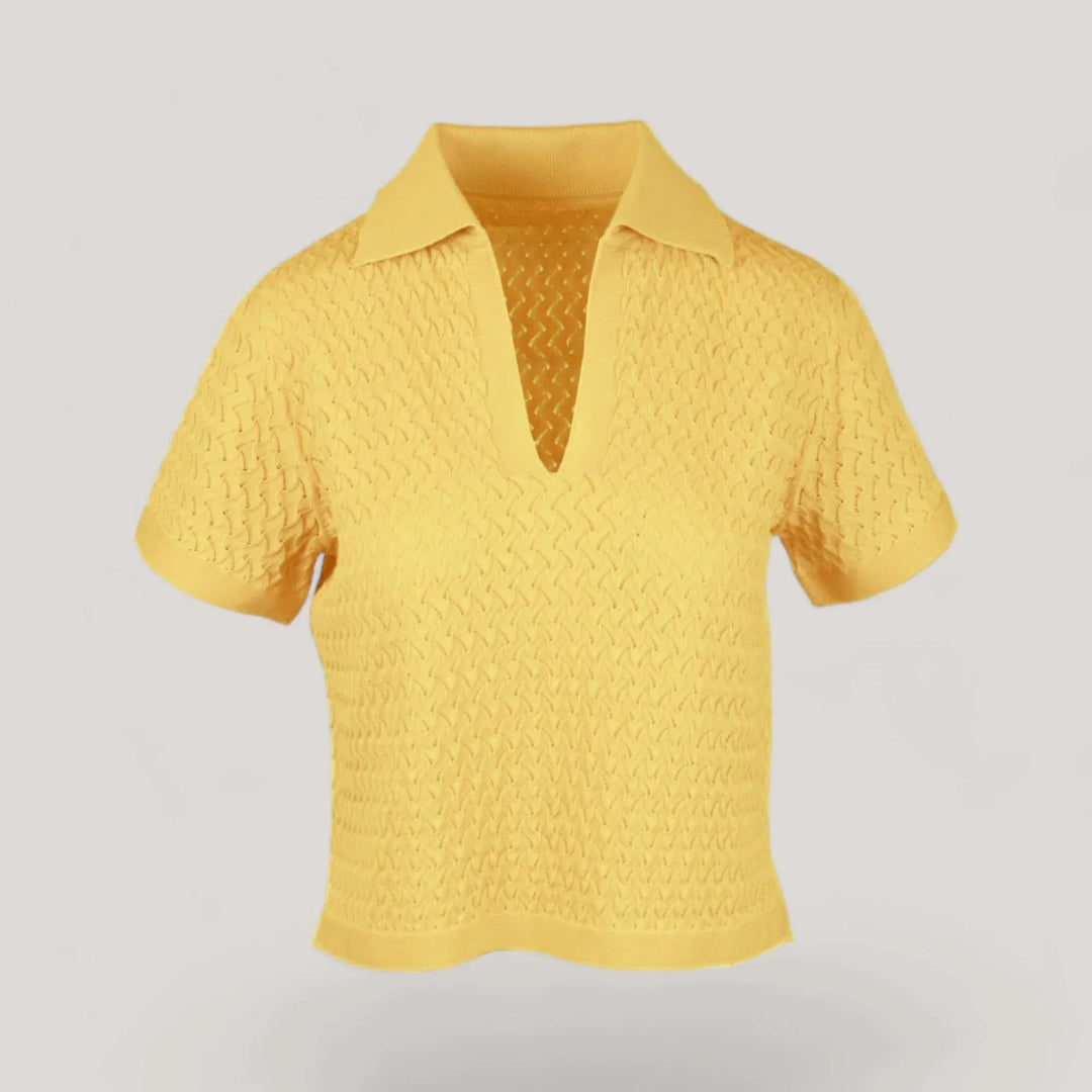 WANDA | Egyptian Cotton Pointelle knit Polo Shirt