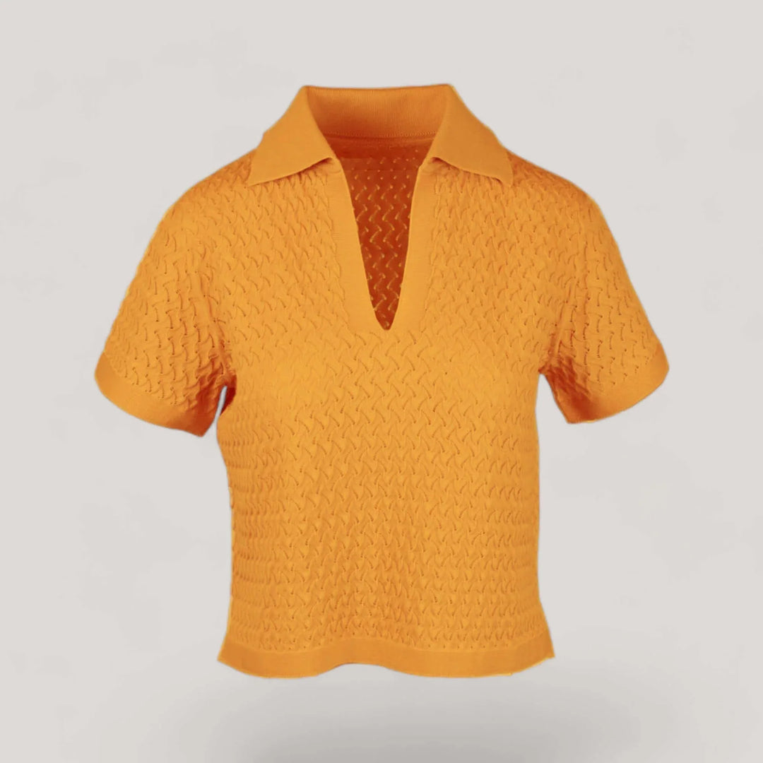 WANDA | Egyptian Cotton Pointelle knit Polo Shirt
