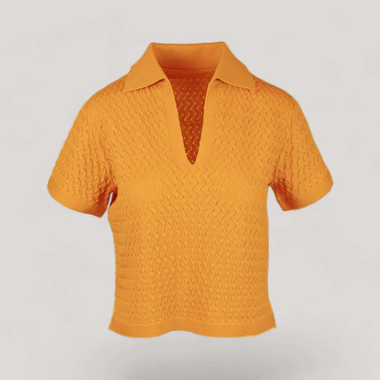WANDA | Egyptian Cotton Pointelle knit Polo Shirt