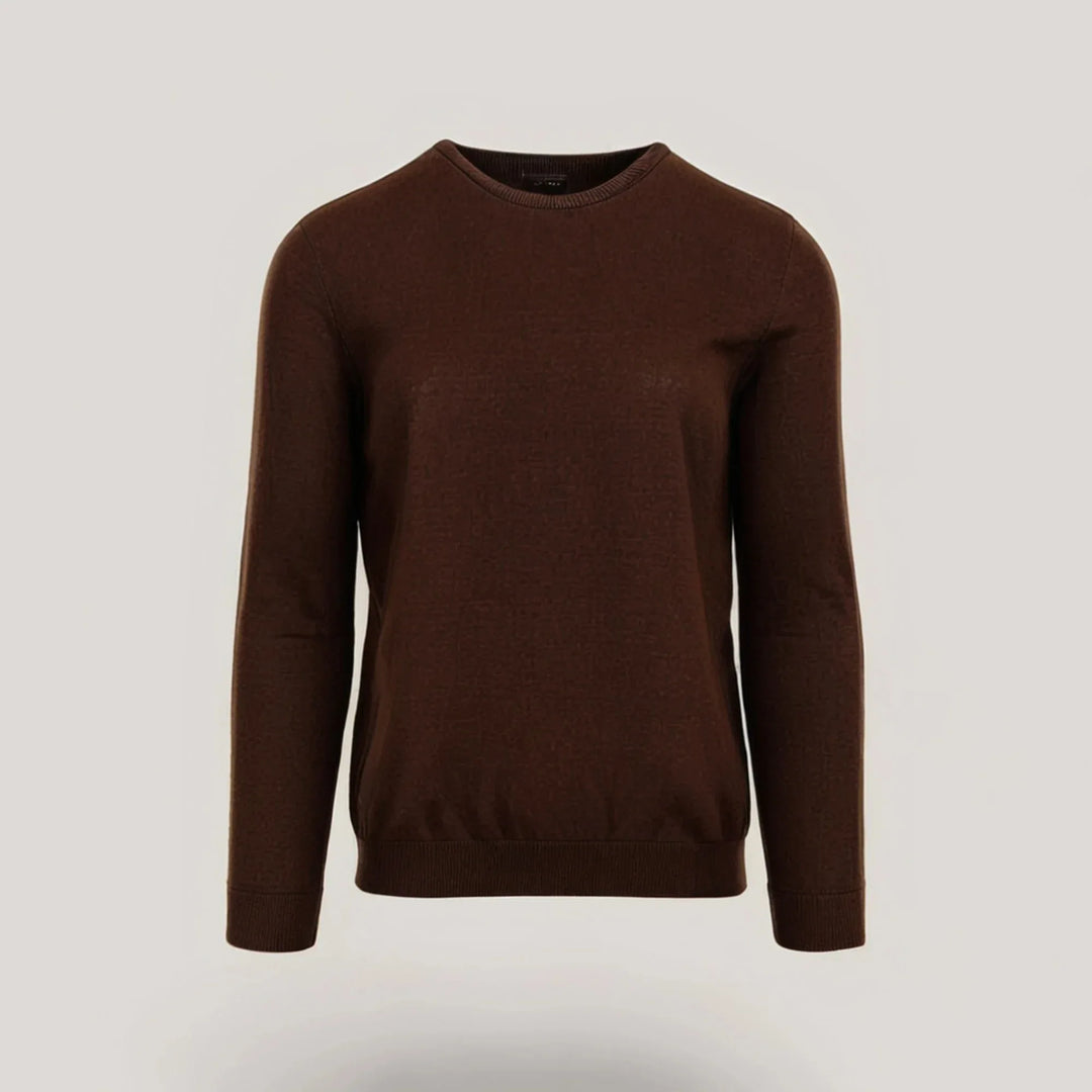 CALEB SHORT | Ecoviscose - Men's Crewneck Sweater in brown, sustainable and stylish design for eco-conscious men.