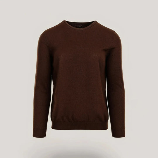 CALEB SHORT | Ecoviscose - Men's Crewneck Sweater in brown, sustainable and stylish design for eco-conscious men.