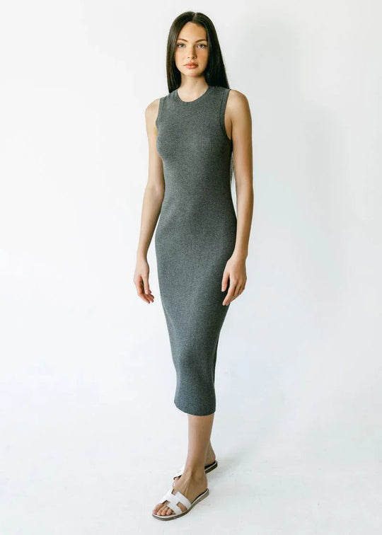 CELINE | Sleeveless Crew-Neck Rib Long Dress