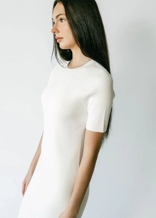 CELESTE | Short Sleeve Crew-Neck Rib Dress