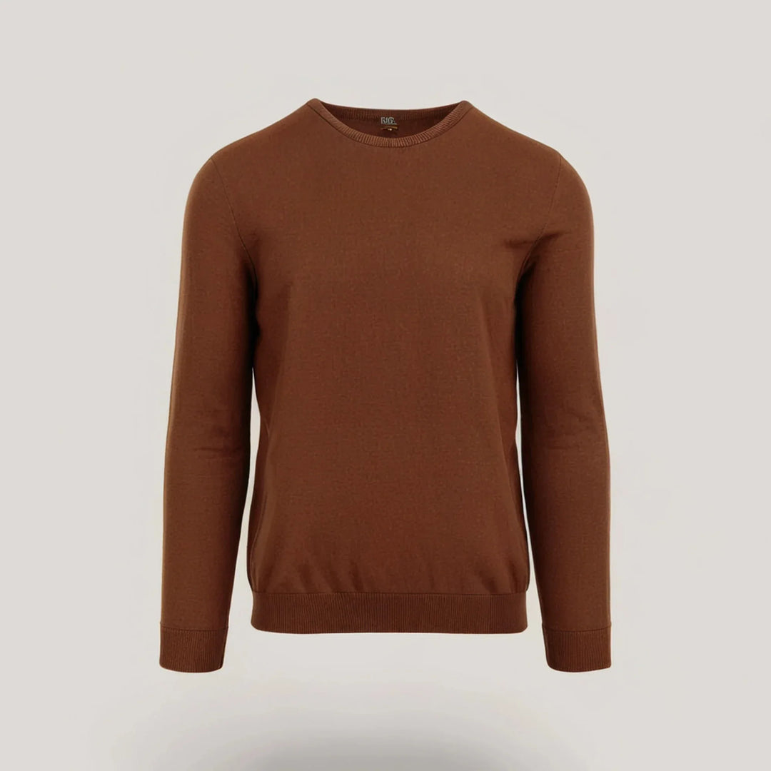 CALEB SHORT | Ecoviscose - Men's Crewneck Sweater in brown, sustainable and durable design