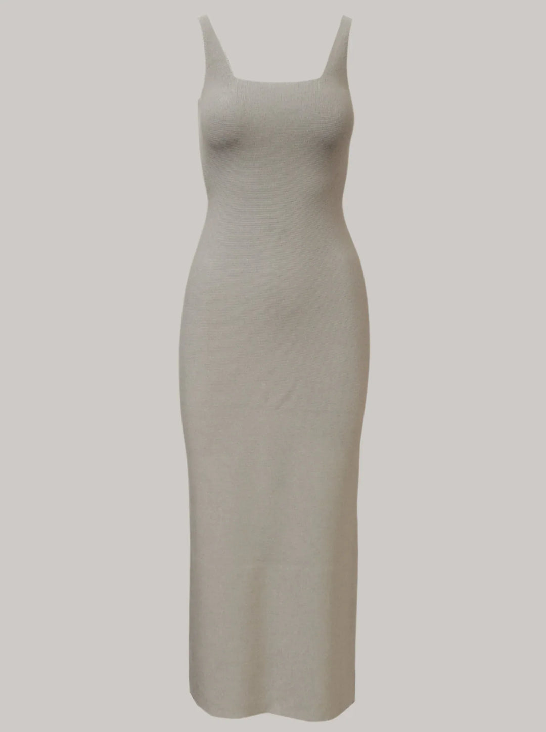EDEN Ecoviscose tank maxi dress in beige, sustainable made-to-order knitwear by Maison Alltrueist.