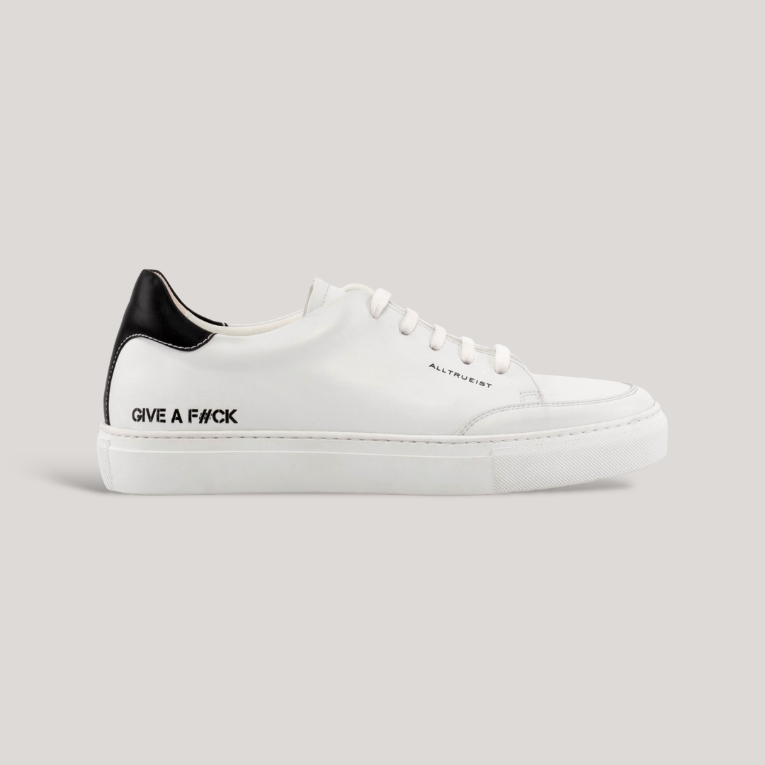 GIVE A F#CK - Special Edition Sneakers - White & Black | Women's | Vegan Women's Shoes | allTRUEist