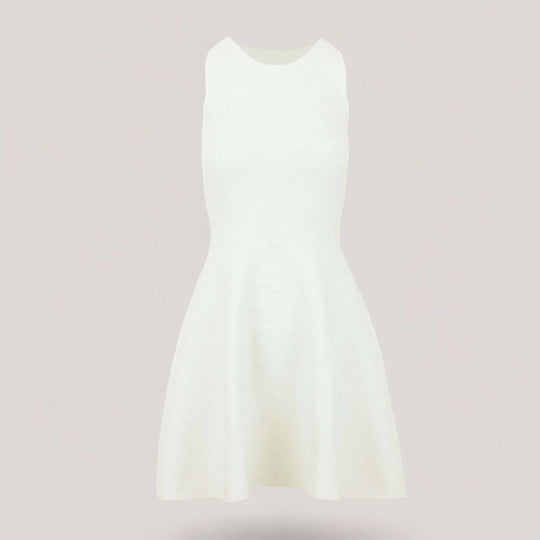 ANNA | Sleeveless Flared Knit Dress | COLOR: NAVY, IVORY, MAGENTA, CHARCOAL, CEMENT, PEACH, BROWN, CRIMSON, LIGHT BLUE, PEACOCK, WHITE, BORDEAUX, LODEN, SLATE GREY, BLACK, LIGHT HEATHER GREY |3D Knitted by ALLTRUEIST