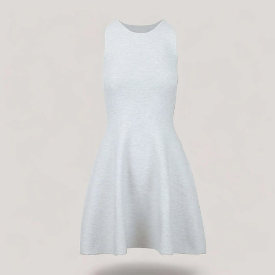 ANNA | Sleeveless Flared Knit Dress | COLOR: LIGHT HEATHER GREY |3D Knitted by ALLTRUEIST