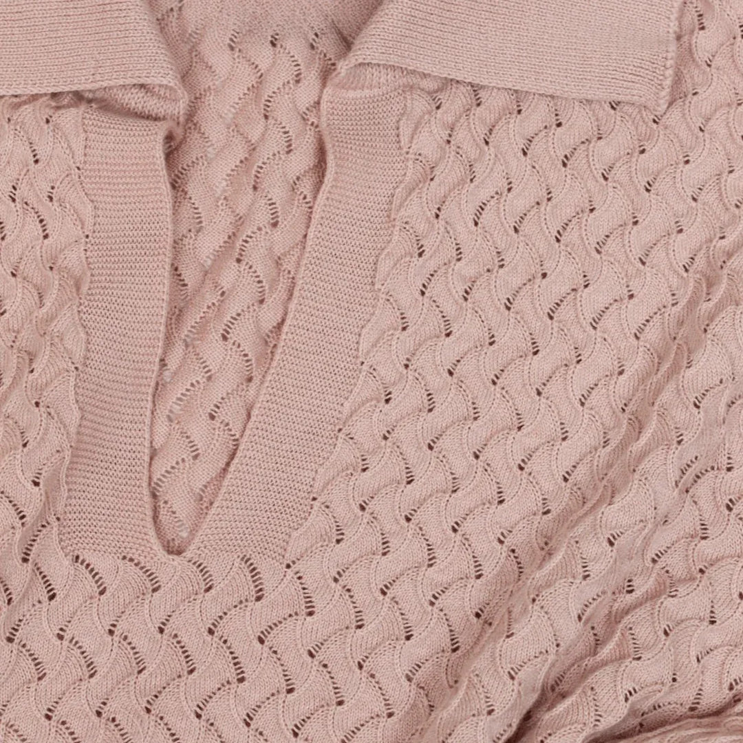 WANDA | Egyptian Cotton Pointelle knit Polo Shirt